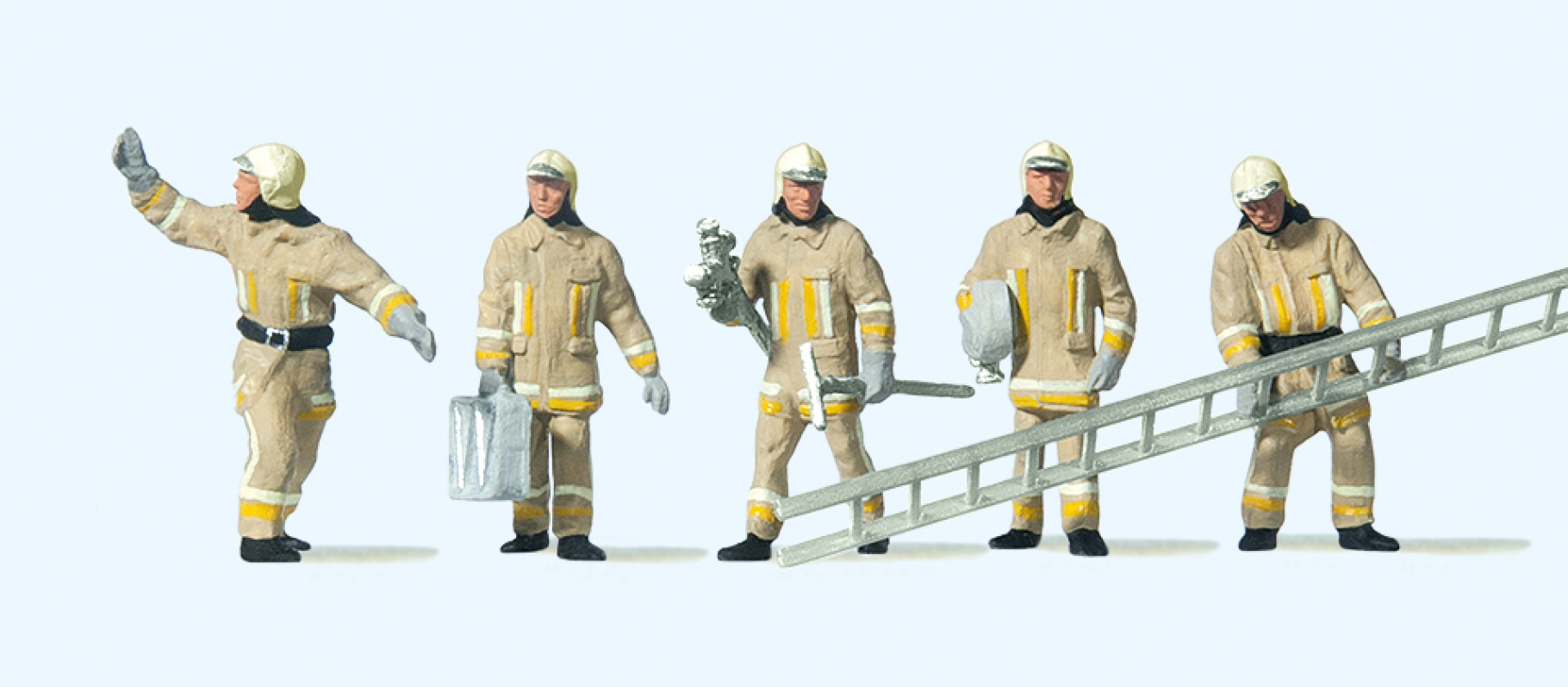 Preiser 10770 H0 Feuerwehrmänner in moderner Einsatzkleidung (Uniformfarbe beige)