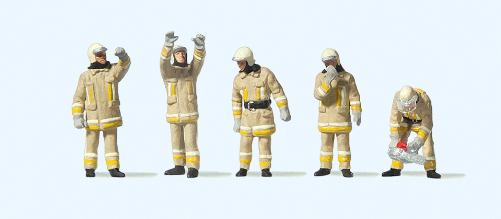 Preiser 10772 H0 Feuerwehrmänner in moderner Einzatzkleidung (Uniformfarbe beige)