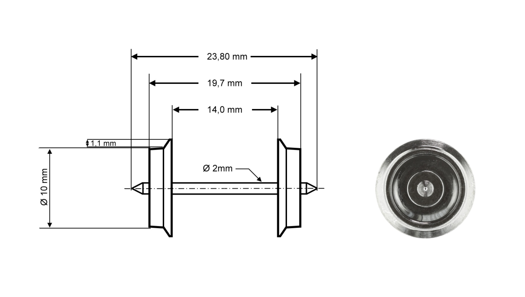 Roco 40179 H0 Radsatz AC, Ø 10 mm, 2er-Set 