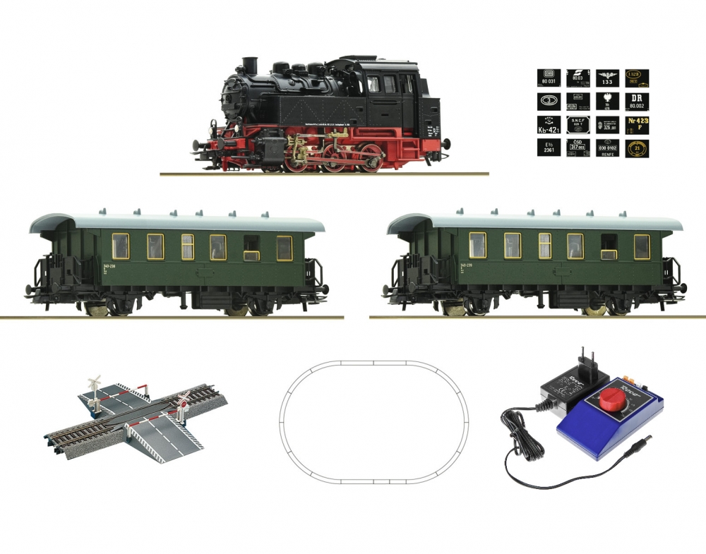 Roco 51161 Analog Startset Dampflok BR 80 mit Personenzug