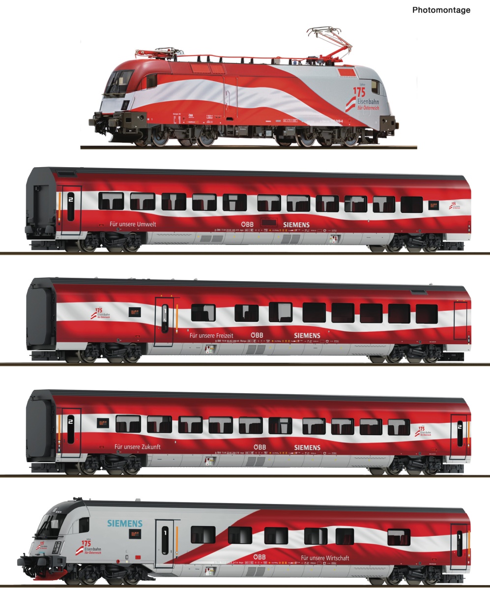 Roco 6280096 TT Railjet „175 Jahre Eisenbahnen in Österreich ÖBB, Analog