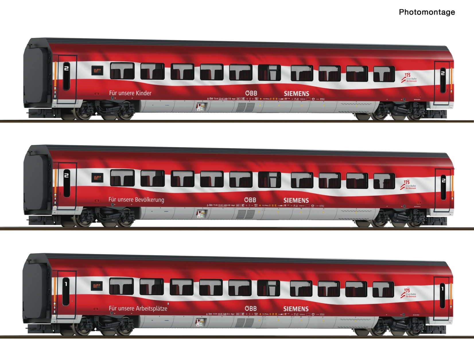 Roco 6290097 TT Railjet „175 Jahre Eisenbahnen in Österreich ÖBB 3er-Set