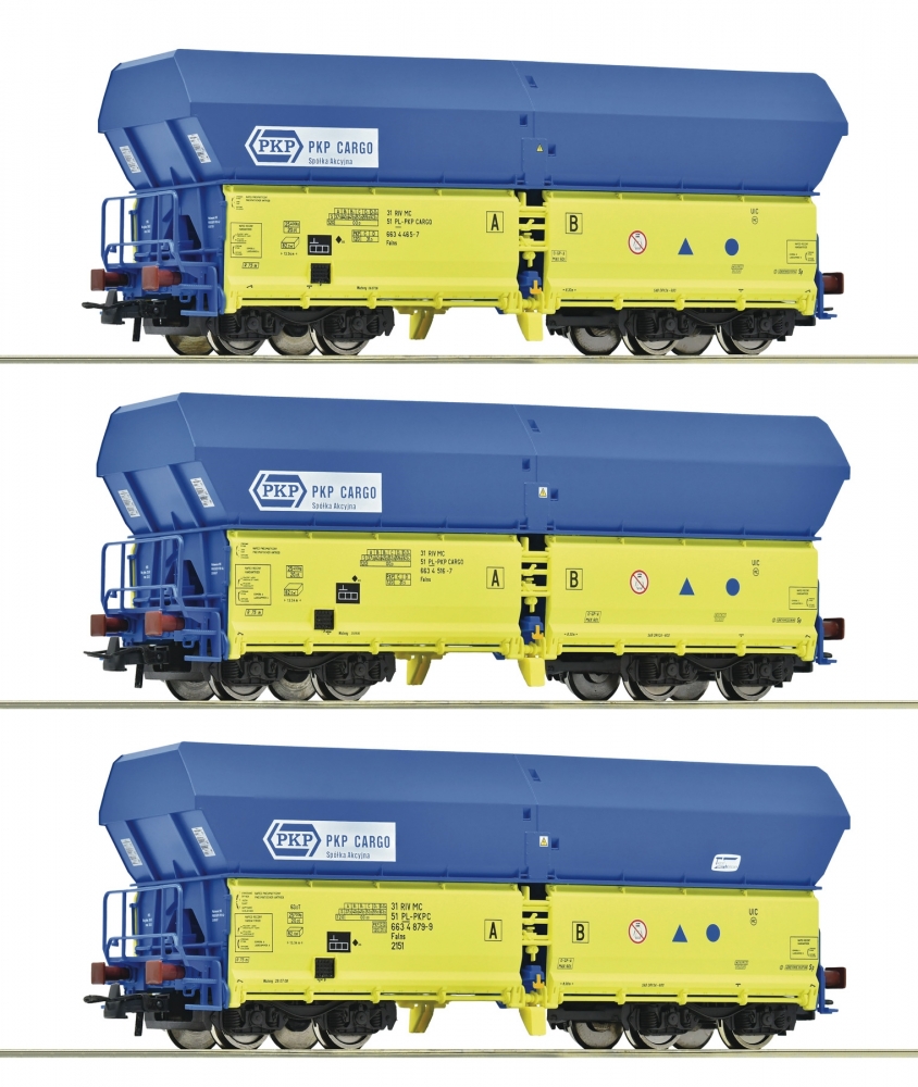 Roco 6600136 H0 Selbstentladewagen, PKP 3er-Set