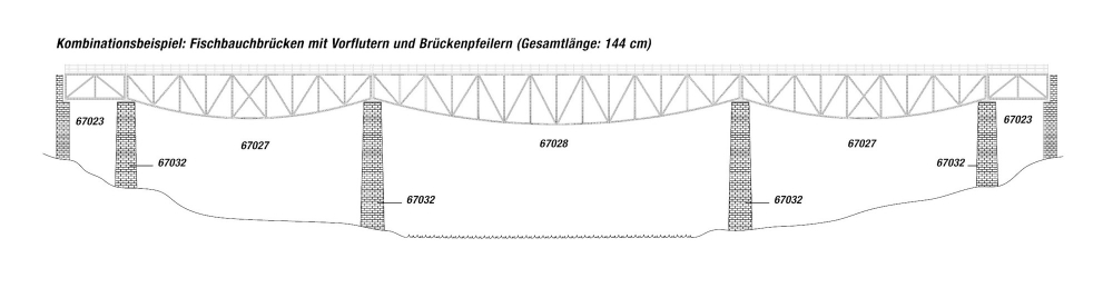 NOCH 67028 H0 Fischbauchbrücke, 54 cm lang