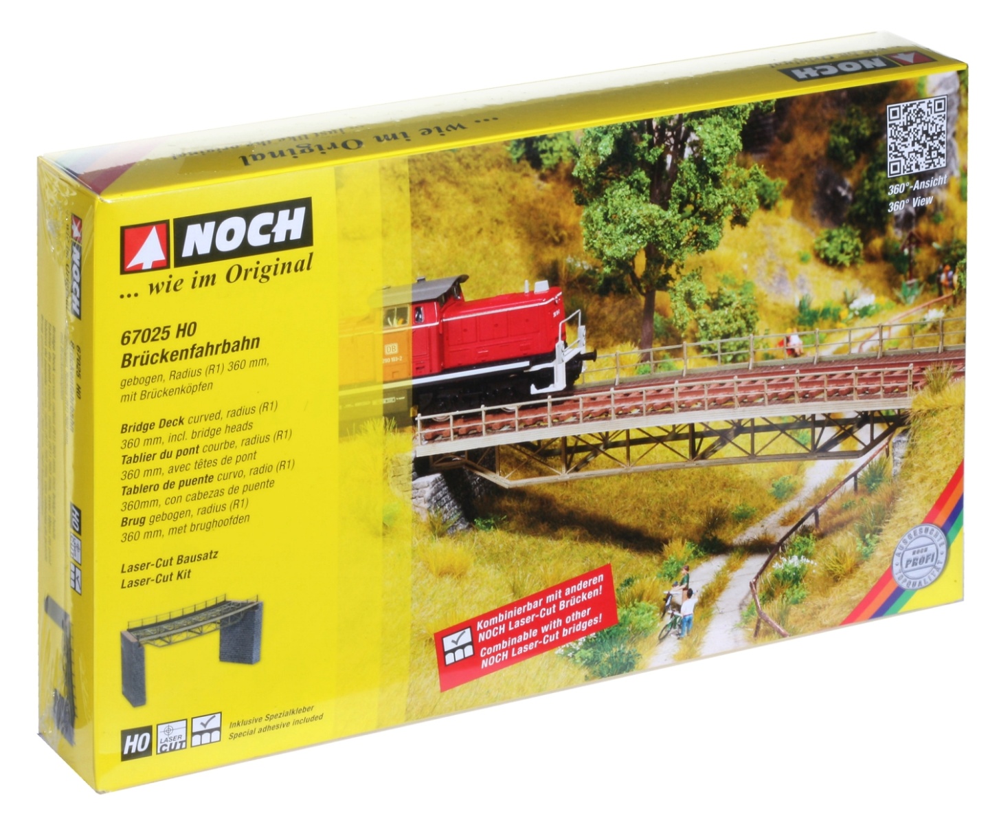 NOCH 67025 H0 Brückenfahrbahn gebogen, Radius 360 mm 