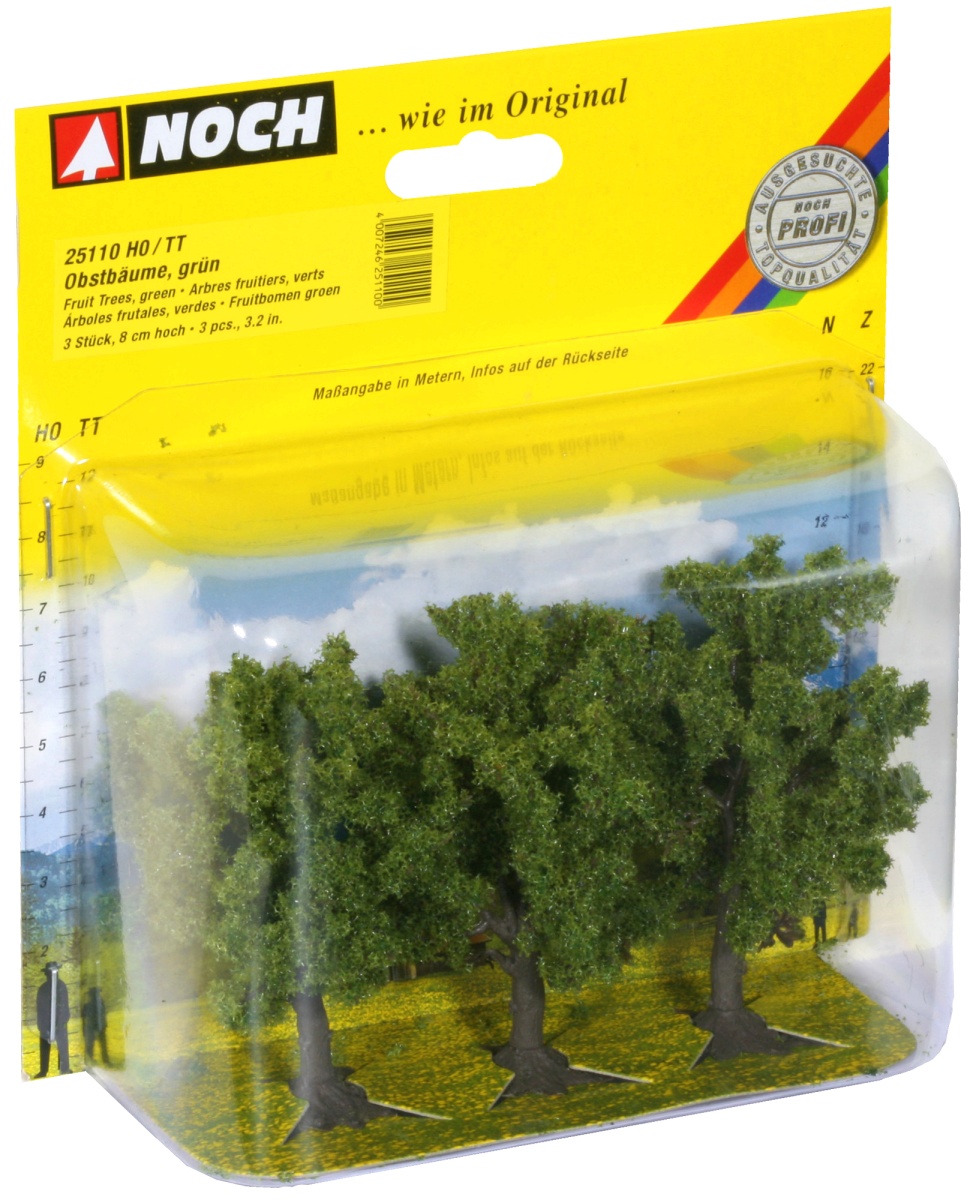 NOCH 25110 H0/TT Obstbäume grün 3 Stück, 8 cm hoch 