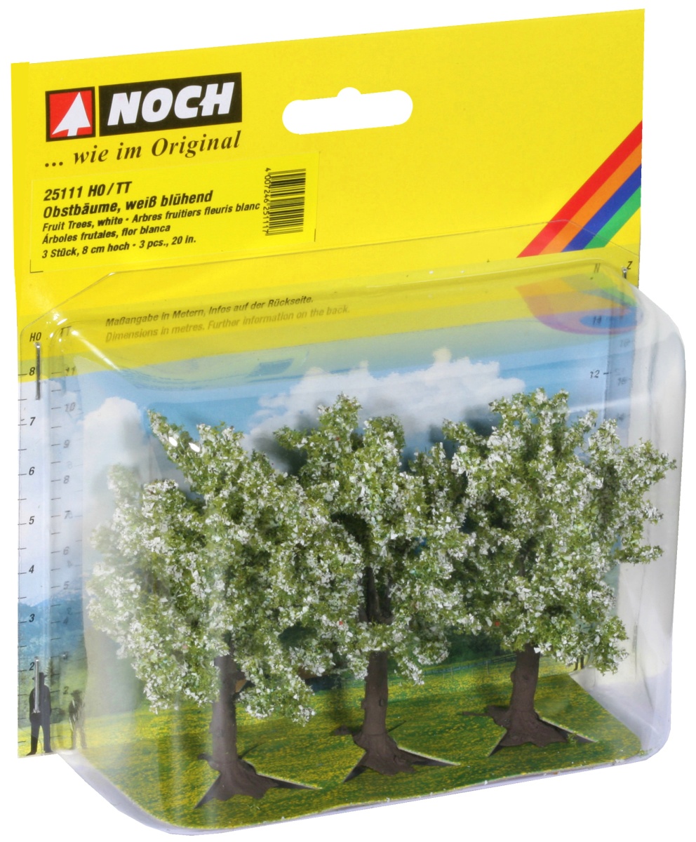 NOCH 25111 H0/TT Obstbäume blühend 3 Stück, 8 cm hoch 
