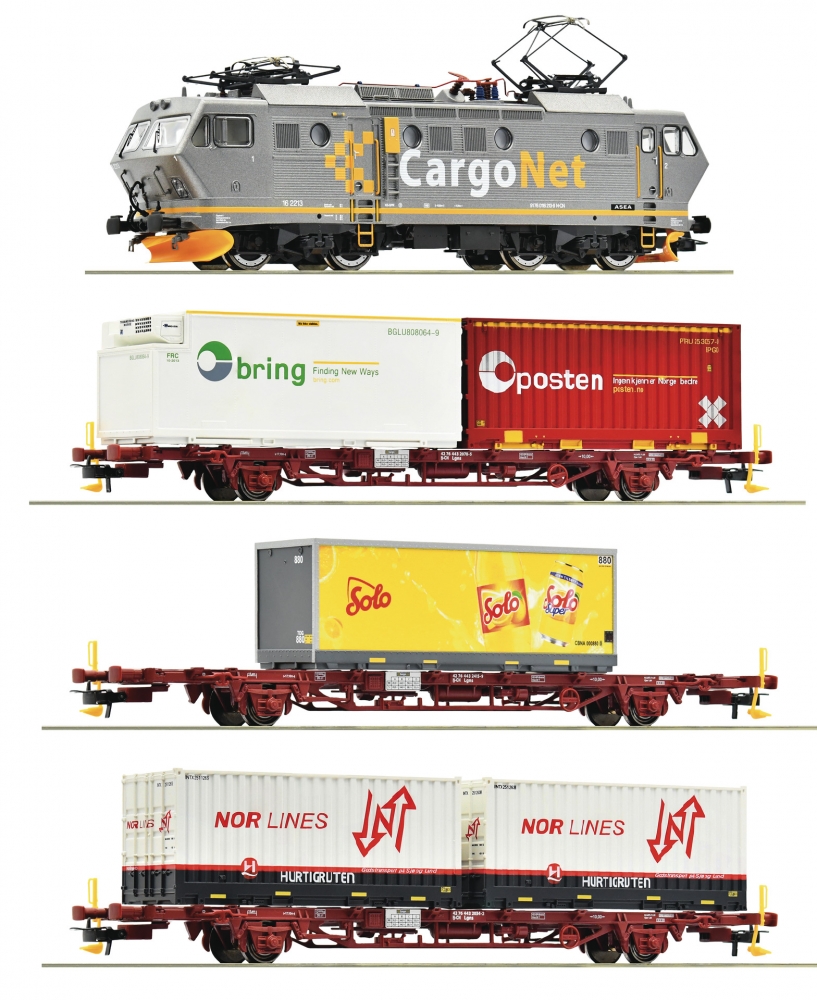 Roco 61486 H0 E-Lok EL 16 mit Güterzug, CargoNet 4er-Set