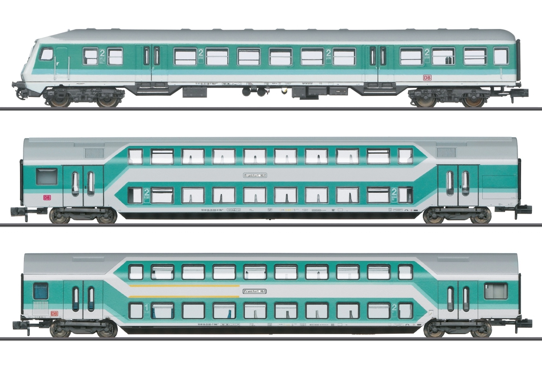 Minitrix 18461 N Nahverkehrswagen mintgrün, DB AG 3er-Set 