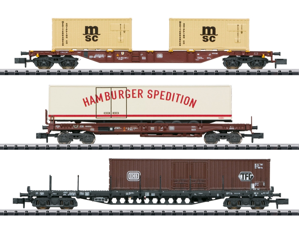 Minitrix 18702 N Containertragwagen, DB 3er-Set