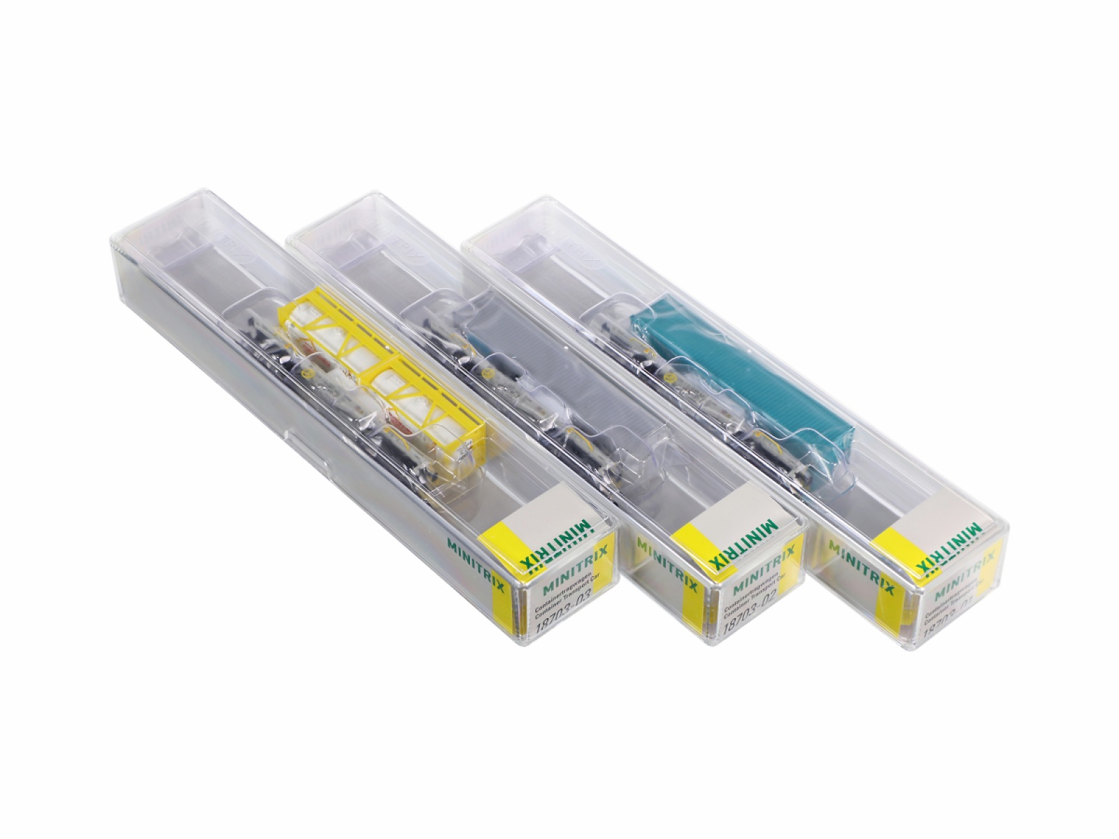 Minitrix 18703 N Containertragwagen Bauart Sgmmns 190, 3er-Set
