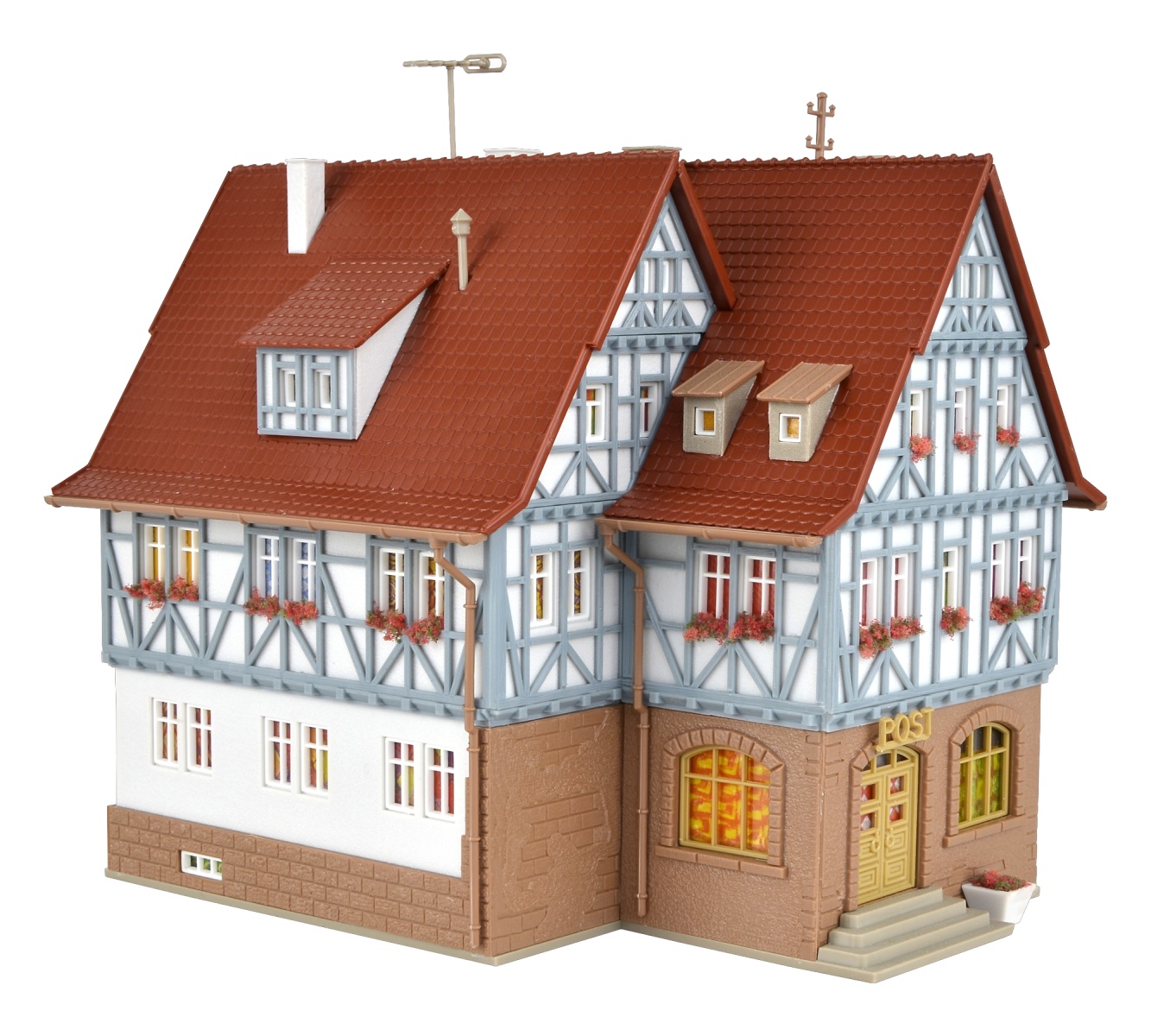 Vollmer 43637 H0 Gasthof zur Post mit LED-Beleuchtung 