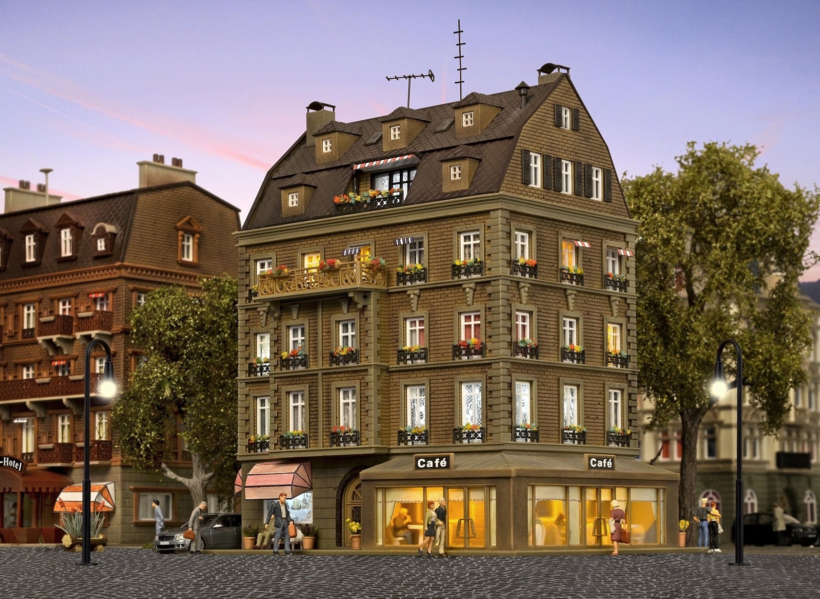 Vollmer 43783 H0 Café mit Inneneinrichtung & LED-Beleuchtung 