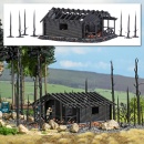 BUSCH 1853 H0 Abgebrannte Waldhütte 