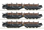 Roco 6600263 H0 Schwerlast-Flachwagen mit Beladung 3er-Set