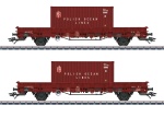 Trix 24555 H0 Niederbordwagen mit Container, PKP 2er-Set 